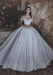 Luxury Said Mhamad Plus Size Lace Ball Gown Wedding Dress Bridal Gowns Beaded Crystals Off Shoulder Applique Modest Formal Dresses Custom Made