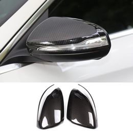 Carbon Fibre Style Rearview Mirror Cover Trim 2pcs For Mercedes Benz C class W205 GLC 2015-18 ABS Car Styling Modified