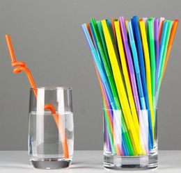 Flexible Plastic Bendy Drink Straws Party Disposable Drinking Straws Wedding Decoration Event Supplies Mixed Colors