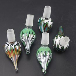 Heady Colored Glass Bowl 14mm 18mm Male Bowl Beautiful Slide for Glass Bubbler and Ash Catcher Bong Bowls Colored Smoking Pipes Bowl W26C