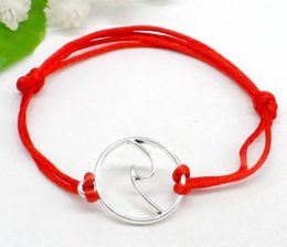 Free ship 50pcs/lot Wave Charms String Lucky Red Cord Adjustable Bracelets HOT new