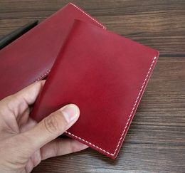 6 card holder vegetable tanned leather traditional short wallet womens genuine leather red purse handmade bag designer wallet quality