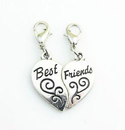 100Pcs/50sets alloy Heart Friends Charms lobster Clasp Dangle Charms For Jewellery Making findings 29mm new