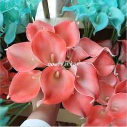 20 Colors Vintage Artificial Flowers 25 pieces/lot Mini Purple in White Calla Lily Bouquets for Bridal Wedding Bouquet Decoration Fake Flowe