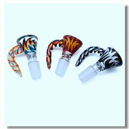Unique Wig Wag Tobacco Bowls Heady Glass Wig Wag Bowl Piece Coloured 14mm Male Glass Bowl 18mm Male Bowls For Recycler Dab Rig