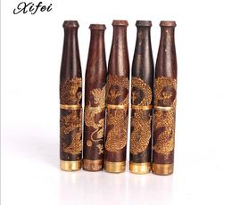 2017 New Rosewood Carved Dragon 13mm Double Philtre Cigarette Holder Rod of Wood Products