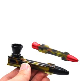 Missile Shape Colorful Metal Hand Pipes Many Colors Easy To Carry Clean Carry High Quality Mini Smoking Pipe Tube Unique Design Hot Sale