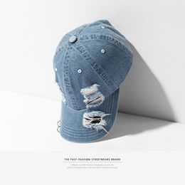 INFLATION Denim holes damaged casual baseball caps fashion streetwear mens hat adjustable brand summer caps 097CI D18110601