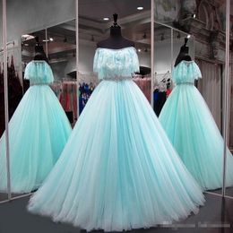 Popular Sage Green Sweet 16 Quinceanera Dresses Lace Off Shoulders Rhinestones Sequins Evening Party Prom Gowns Formal Wears