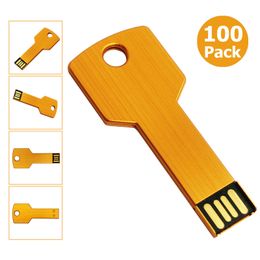 Free Shipping 100pcs 4GB USB 2.0 Flash Drives Flash Memory Stick Metal Key Blank Media for PC Laptop Macbook Thumb Pen Drives Multicolors