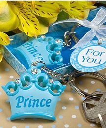 Pink Princess Blue Prince Crown Design Key Chains Bridal Wedding Baby Shower Favor Gifts Keychains Christmas Gift