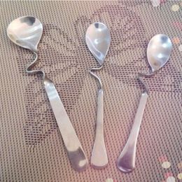 Fast shipping 200 pcs New Style Bent Spoon Creative Straight Hanging Spoon Stainless Steel Dessert Coffee Stirring Spoons Coffee & Tea Tools