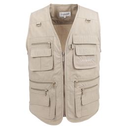 Photography Vests Man Cotton Casual Wasitcoat For Men Vest With Many Pockets Summer For Men Zipper Regular Men's Sweatshirts
