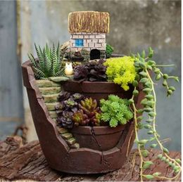 imitation ceramic handicrafts Flowerpot With holes Garden Planter Plant Window Box Trough Pot Bed Flower Pots Planters