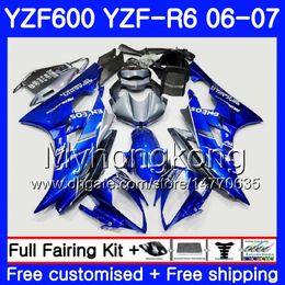 Body+Tank For YAMAHA YZF R 6 YZF 600 YZF-600 YZFR6 06 07 Frame 233HM.13 YZF-R6 06 07 Glossy blue hot YZF600 YZF R6 2006 2007 Fairings Kit