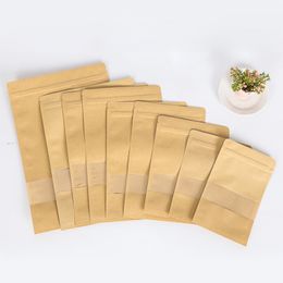 20*30cmThicken Kraft paper flat Transparent window dried fruit Snacks Cookies scented tea gift Food packaging Moisture-proof sealed bag