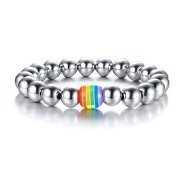 Gay Pride Beaded Bracelet in Stainless Steel Gay Wedding Gift Equality For Everyone