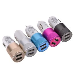 Universal Metal Dual USB Port 2.1A Car Charger for iphone 4 5 6 7 samsung s6 s7 mp3 pc gps