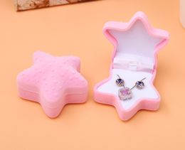 Jewelry Box Ring Earring Boxes Starfish Gift Boxes Blue Pink Color Dot Pattern Starfish Shaped Velvet Surface 6.4x6.1cm