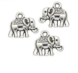 200Pcs alloy Animals Elephant Charms Antique silver Charms Pendant For necklace Jewelry Making findings 12x14mm