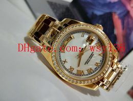 Free Shipping Luxury 36mm 18kt Gold Day Date President 8+2 DIAMOND 18048 Automatic Movement Watch Men's Sport Wrist Watches