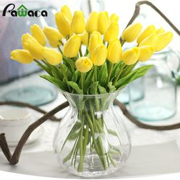 10pcs Artificial Flowers PU Tulips Artificial Bouquet Fake Vivid Real Touch Flower Tulip For Home Wedding Decoration Silk Decor