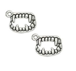 200pcs/lot Silver Plated Alloy Tooth Charms Pendants for Jewellery Accessories Making Findings 13x17mm