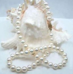 Beautiful Beaded Necklaces 8-9mm White South Sea Round Pearl Necklace 18 Inch 14k Gold Clasp