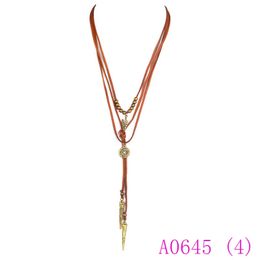 3pcs New Arrival Casual Street String Straps Long Velvet Necklace Silver Beads Pendant Leather Necklace Collar For Women A0645