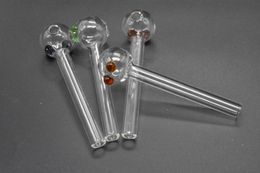 high quality glass Oil Burner Stright Tube Glass Pipes hand Smoking Pipes 12cm lenght 10mm tube 30mm dia ball with feet tobacco oil burner