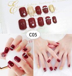 41 Designs Fake Nails Artificial 24pcs Women Finger Nail Short Long False Nails With Glue Cute Designs for DIY Nail