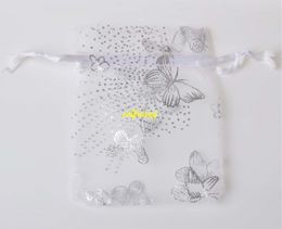 1000pcs/lot 7*9cm 9*12 11x16 13*18cm 15*20cm 17*23 20x30cm Organza Bag Butterfly Wedding Pouches Jewellery Packaging Gift Bags