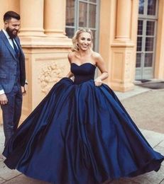 2019 Navy Blue Graduation Dresses Strapless Lace-up Open Back Simple Quinceanera Dresses Prom Dress 8th Grade Sweet 16 Girls