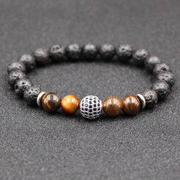 Crystal Ball Charms Bracelets Tiger Eye Black Lava Stone Beads DIY Aromatherapy Essential Oil Perfume Diffuser Pulsera Bracelet