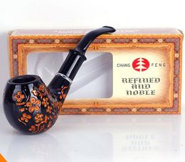 Carved flowers, curved hammer, free portable cigarette carving resin pipe
