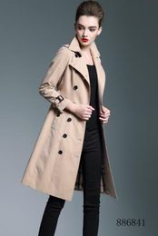 caldo classico moda popolare trench inglese / donna alta qualità più giacca stile lungo / trench doppiopetto slim fit per donna B6841F340 S-XXL