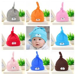 Newborn Baby Ear Protection Cap Cute Bear Air-conditioned Room hat Baby Hair Bows Hat Spring Autumn Winter Kids hat Many color MZ04