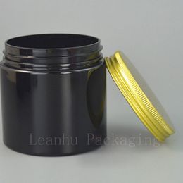 Black Plastic Refillable Cream Jar With Gold/Pink/White Aluminium Cap,200G Empty Face Cream,Facial Mask Packing Makeup Containers