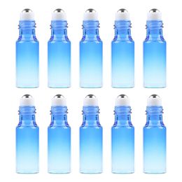 5ml Gradient Glass Essential Oil Bottles Roll On Bottle with Stainless Steel Beads Makeup Containers fast shipping F806