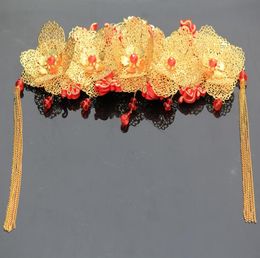 Bridal costume accessories, Chinese antique headwear, wedding photo show, grass dress, Phoenix crown, Colour protection, electroplating hair