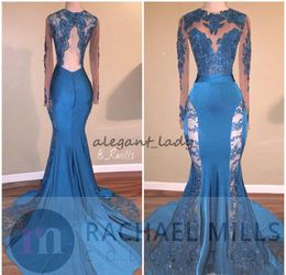 2019 African Long Sleeves Evening Dress Hunter Jade Lace Appliqués Formal Holiday Wear Prom Party Gown Custom Made Plus Size