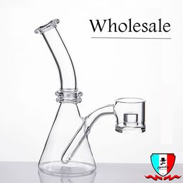 5'' Quartz Beaker Hookahs with Thick Bottom Reactor Core Mini Water Pipe Bongs Dab Rig Convenient to Use For Smoking