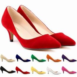 -Marque designer-Chaussure Femme Zapatos Mujer Chaud Femmes Faux Velve Flock Plate-forme Parti Pompes À Talons Hauts Chaussures De Soirée Taille
