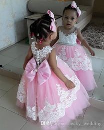 Flower Girl Dresses For Toddlers One Shoulder Tulle A Line Cupcake Pageant Gowns For Wedding Beads Back Lace Up Communion Dress