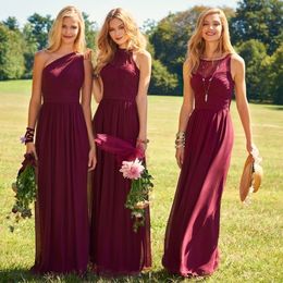 Latest Cheap Country Bridesmaid Dresses Colour Plum Same Colour Different Style Maid Of Honour Formal Party Gowns Mixed Match Wedding guest