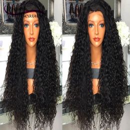 30inches Long Loose Curly Synthetic Wigs for Black Women Soft Synthetic Hair Heat Resistant Fiber Kinky Curly Lace Front Wig for Women