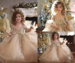 Cute Flower Girl Dress For Wedding Lace Off The Shoulder Ball Gown Birthday Party Girls Pageant Dresses Applqiue Pearls Kids Ball Gowns