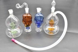 Mini Skull gourd Glass oil rig Bongs Water Pipe Percolator Downstem Smoking Tobacco Pipes Recycle Oil Rigs bongs with 10mm bowl hose