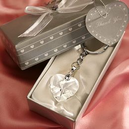 50PCS Wedding Party Giveaways Heart Crystal Key Chain in Gift Box Bridal Shower Favours Baby Birthday Souvenir Newborn Christening Present