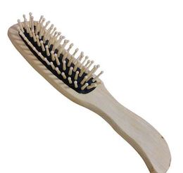 Natural Bamboo Paddle Cushion Massage Hair Brush Ball-Tipped Wooden Comb -5